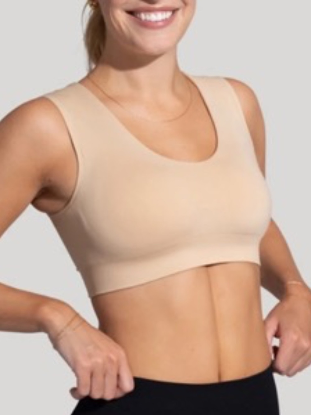 Tommie Copper Back Support Sports Bra Wide Straps Nude Beige Tan 3XL